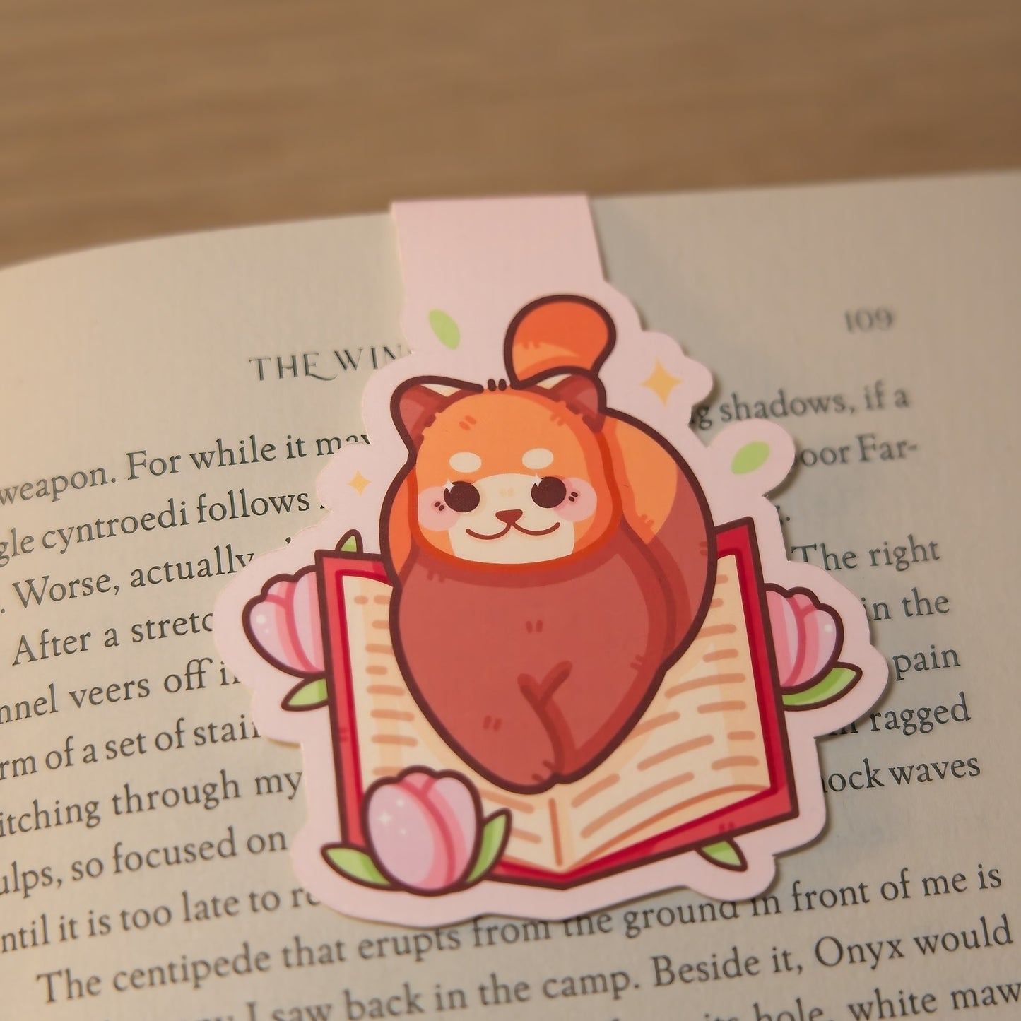Red Panda Flowers Magnetic Bookmark Nixileii