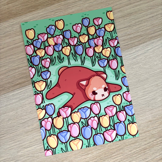 Tulip Red Panda A6 Print