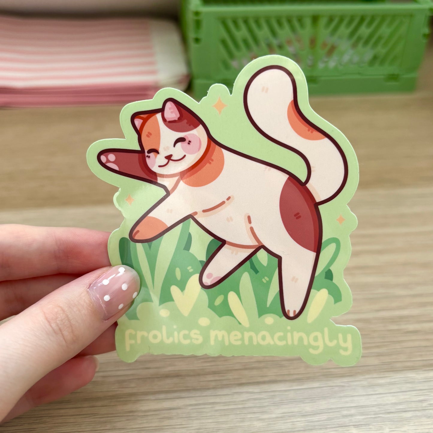 Frolics Menacingly Calico Cat