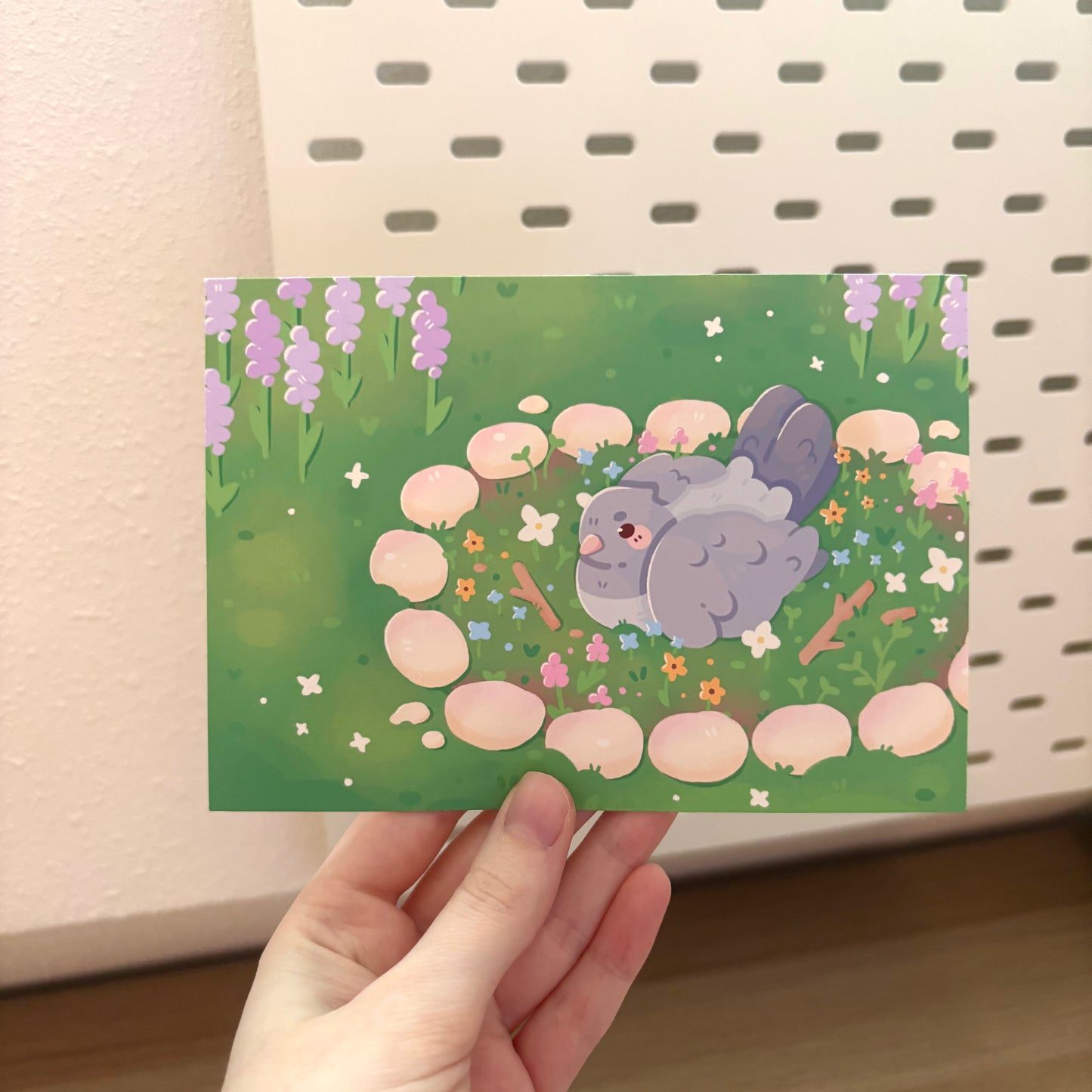 Flower Garden Pigeon A6 Print