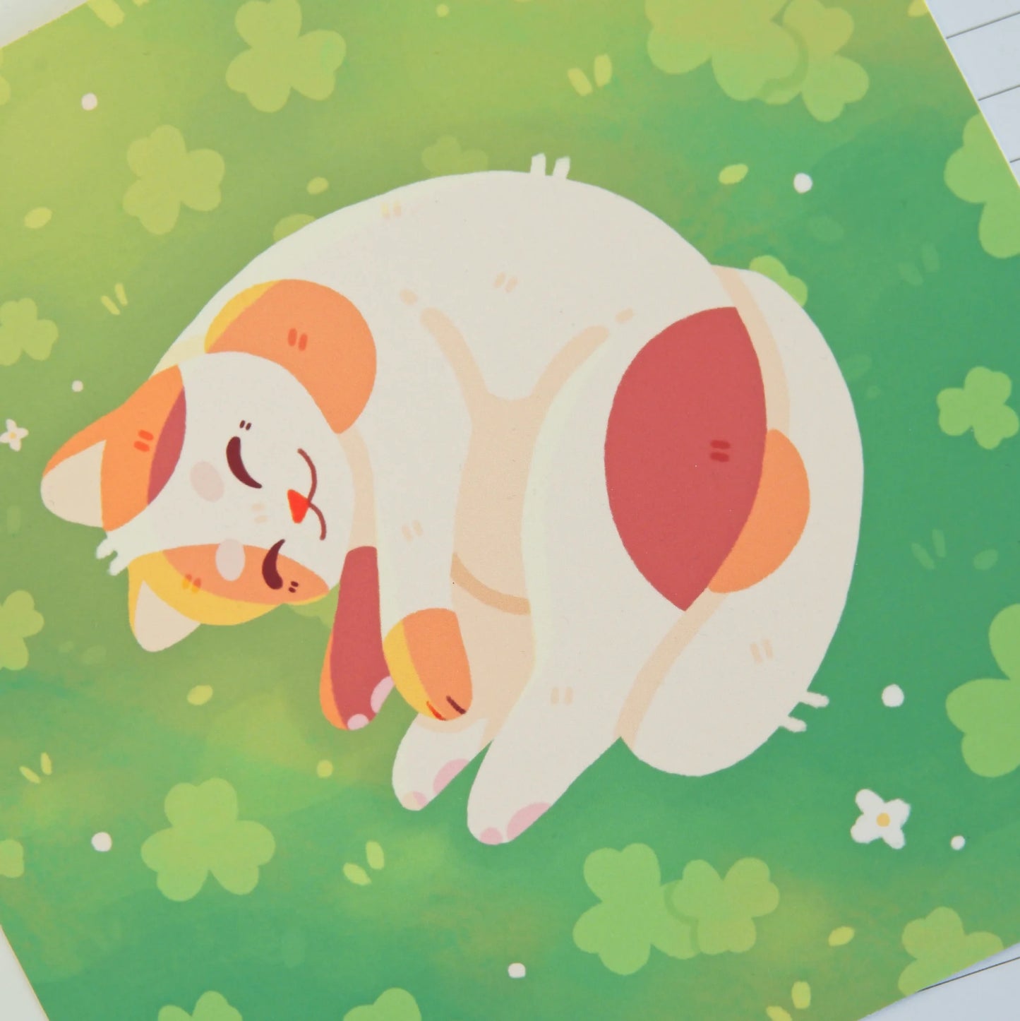Clover Calico Cat Print