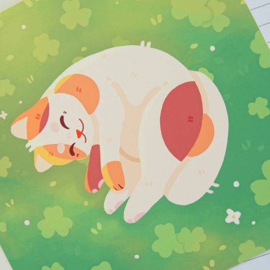 Clover Calico Cat Print