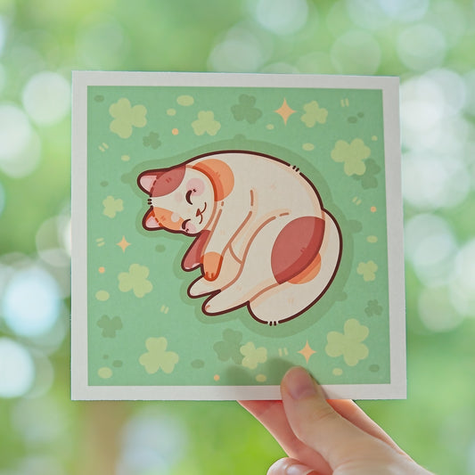 Clover Calico Cat Art Print Nixleii