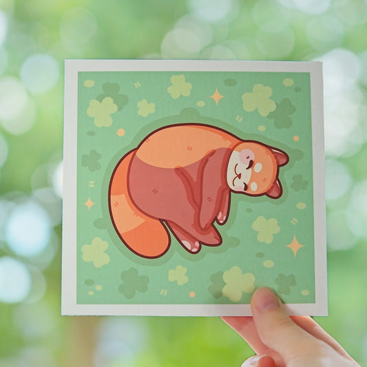 Clover Red Panda Art Print Nixileii